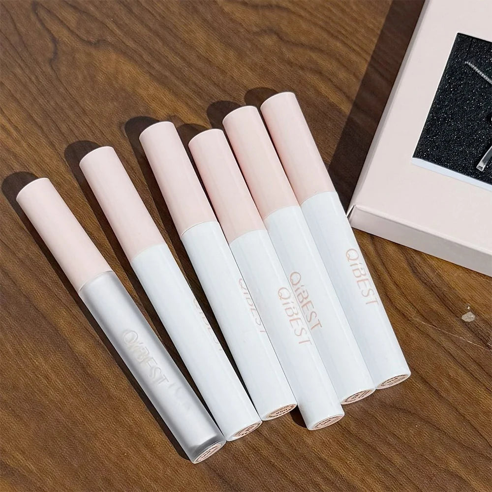 QIBEST 6Pcs/Box Matte Lipstick Sets And Mirror Watery Lip Glaze Lasting Lip Makeup Sets Moisturizing Lipgloss Necklace Gift