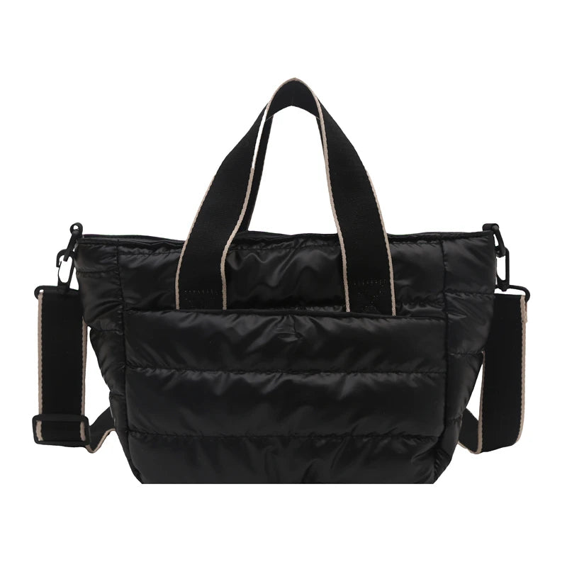 2025 Winter Luxury Quilted Tote Bag Women Fashion Down Puffer Shoulder Bag Large Capacity Crossbody Messenger Purse Nylon Gift