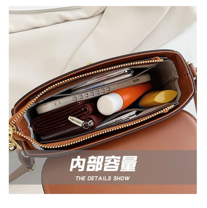 Women Retro Print Saddle Crossbody Bag Luxury Horse Bit Buckle Small Shoulder Bag Fashion PU Leather Ladies Daily Handbag