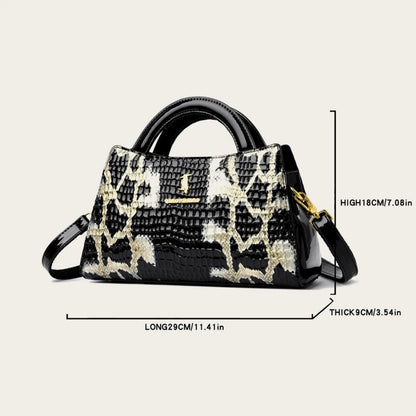 MOODS Designer Luxury Bags For Women Crocodile Pattern Top-handle Shell Bag With Snake Hardware Wild Shoulder Crossbody Handbags