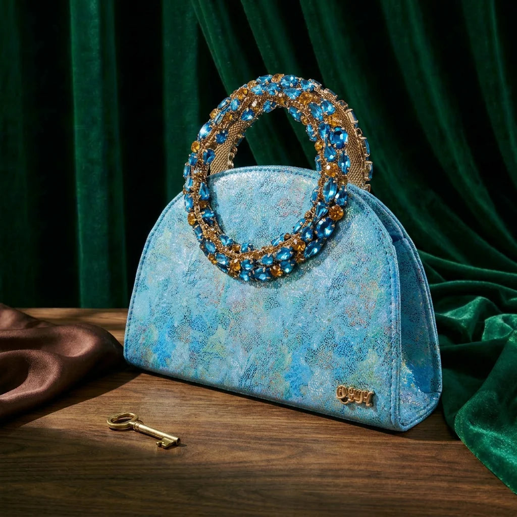 Multicolor Glitter Rhinestone Ring Handle Evening Clutch And Women High Heels Shoes Set Wedding Party Matching Bag