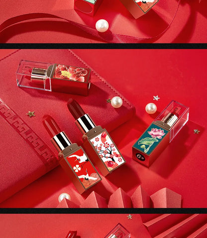 6pcs/set Chinese Style Lipstick Gift Set Box Lasting Moisturizing Nourishing Red Lip stick Cosmetics Women Beauty Makeup Set