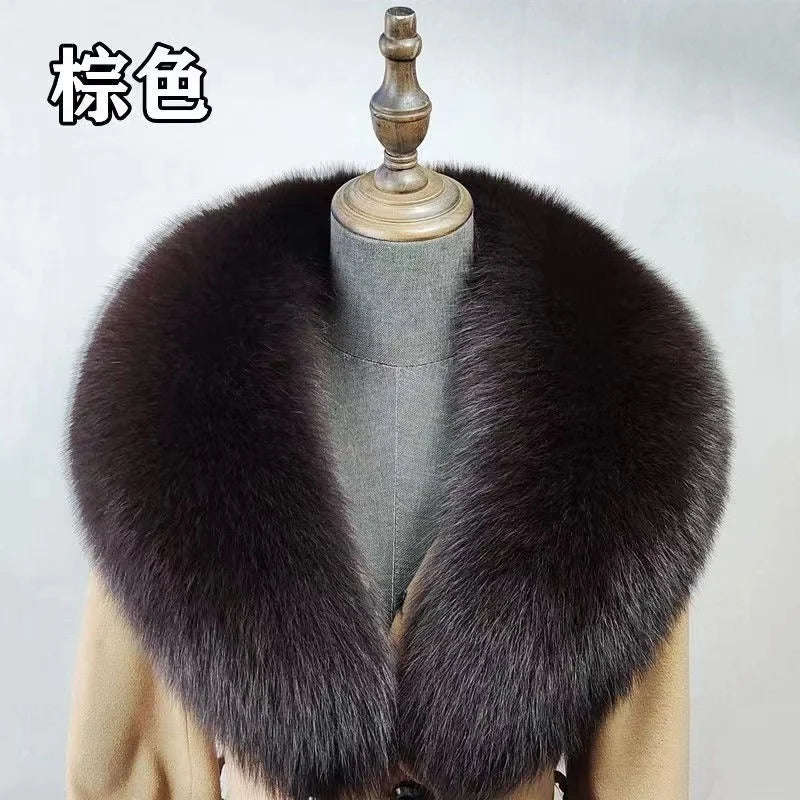 Winter Real Fox Fur Collar Woman Furry Natural Raccoon Fur Scarf Shawls Luxury Neck Warmer Wraps For Coat Fur Scarves Large Size