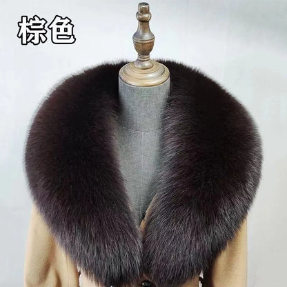 Winter Real Fox Fur Collar Woman Furry Natural Raccoon Fur Scarf Shawls Luxury Neck Warmer Wraps For Coat Fur Scarves Large Size