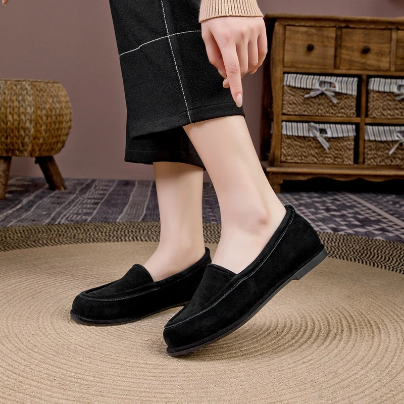 Winter Shoes Women's 2026 New Wool One-piece Women's Loafers Low Heel Fashion Casual One-Foot Slip-on Warm Ladies Shoes