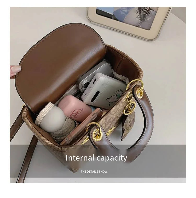 Luxury Women Bag 2026 New Vintage Classic Monogram Handbag Fashion Designer Ladies Tote Crossbody Bag with Bear Charm