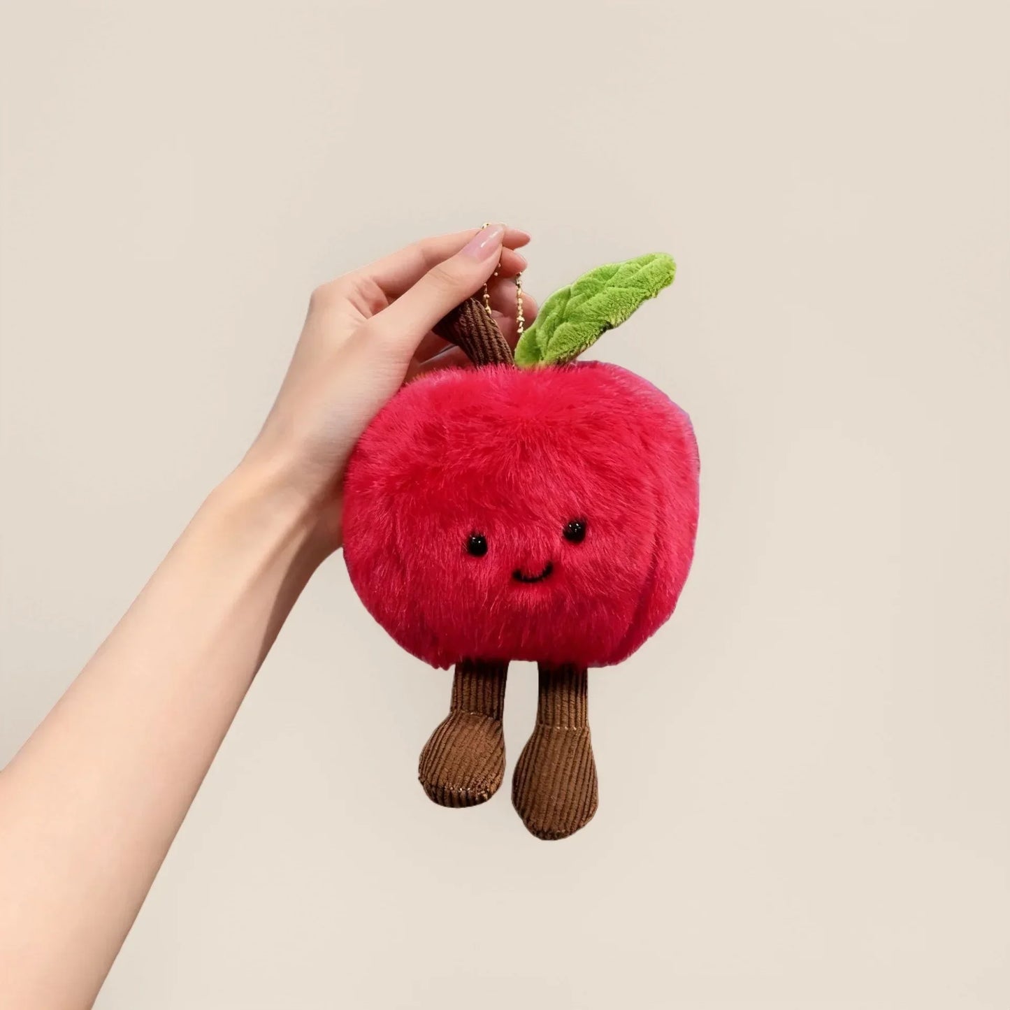 Cartoon Cute Fruit and Vegetable Plush Series Keychain Toy Peach Pear Cherry Doll Smiling Face Fruit Decoration Pet Gift