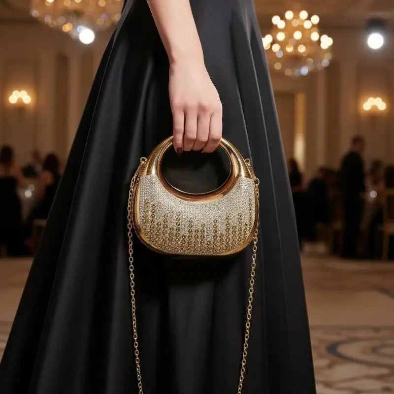 New Fashion Rhinestone Purses And Handbags Mini Golden Evening Bag Luxury Shoulder Bags Funny Party Wedding Acrylic Clutch Purse