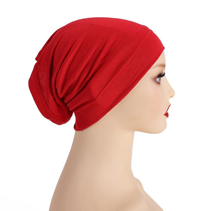 Soft Modal Inner Hijab Cap Muslim Stretch Turban Cap Islamic Underscarf Bonnet Hat Female Headband Tube Cap Turbante