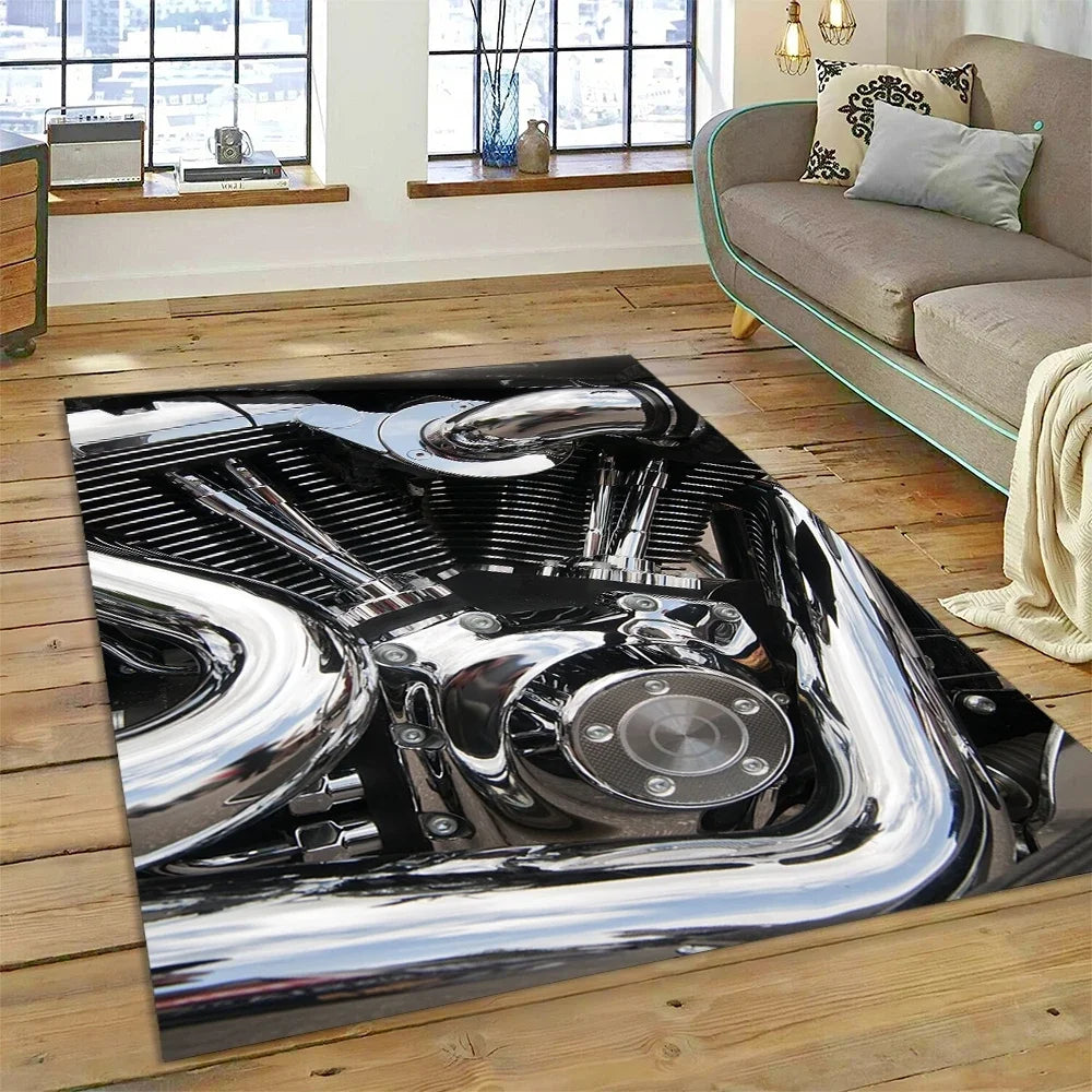 Motocross Modern retro Motorcycle Carpet Rug for Bedroom Living Room Home Sofa Decoration,Children Game Large Decor Floor Mat