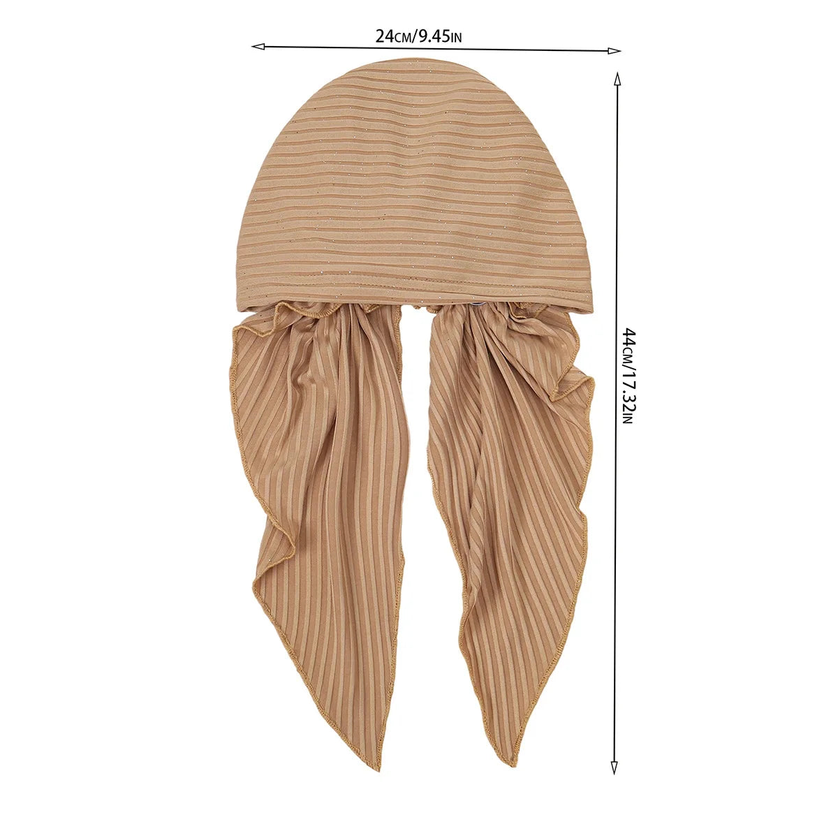 Fashion Stripes Muslim Hijab Turban Hats Long Tail Head Wraps Elastic Hijab Hats Breathable Chemo Cap For Women Girls