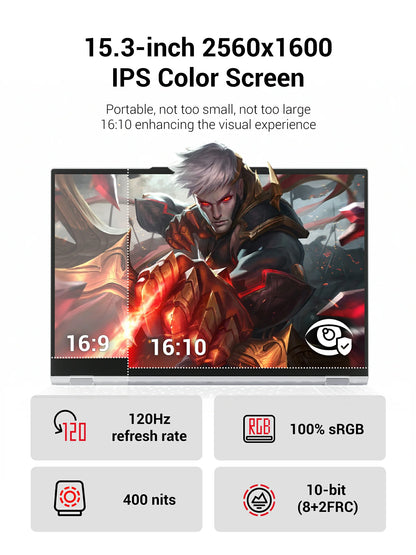 Firebat Wujie 15X Pro - Amd Ryzen 7 H255, 32Gb Ddr5 Ram, 1Tb Pcie 4.0 M.2 Ssd, Wi‑Fi 6 + Bluetooth 5.2, 15.3" 2.5K 120Hz Display, Windows Gaming Laptop