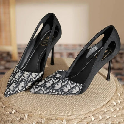 Embroidered Sandals Women Fashion Pointed Heeled 2025 Summer Luxury Heeled High Heels Women Shoes Shallow Casual High Sandals