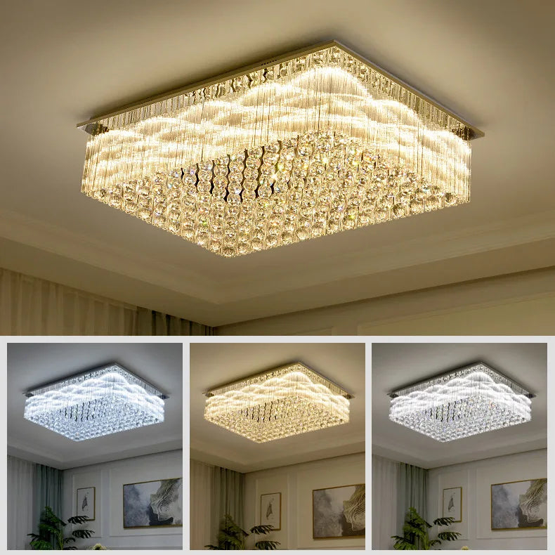 K9 Crystal Ceiling Lights LED Modern Lamps Luxury Chandelier Living Room Dining Bedroom Rectangle LED Lighting Hotel Mall Shop