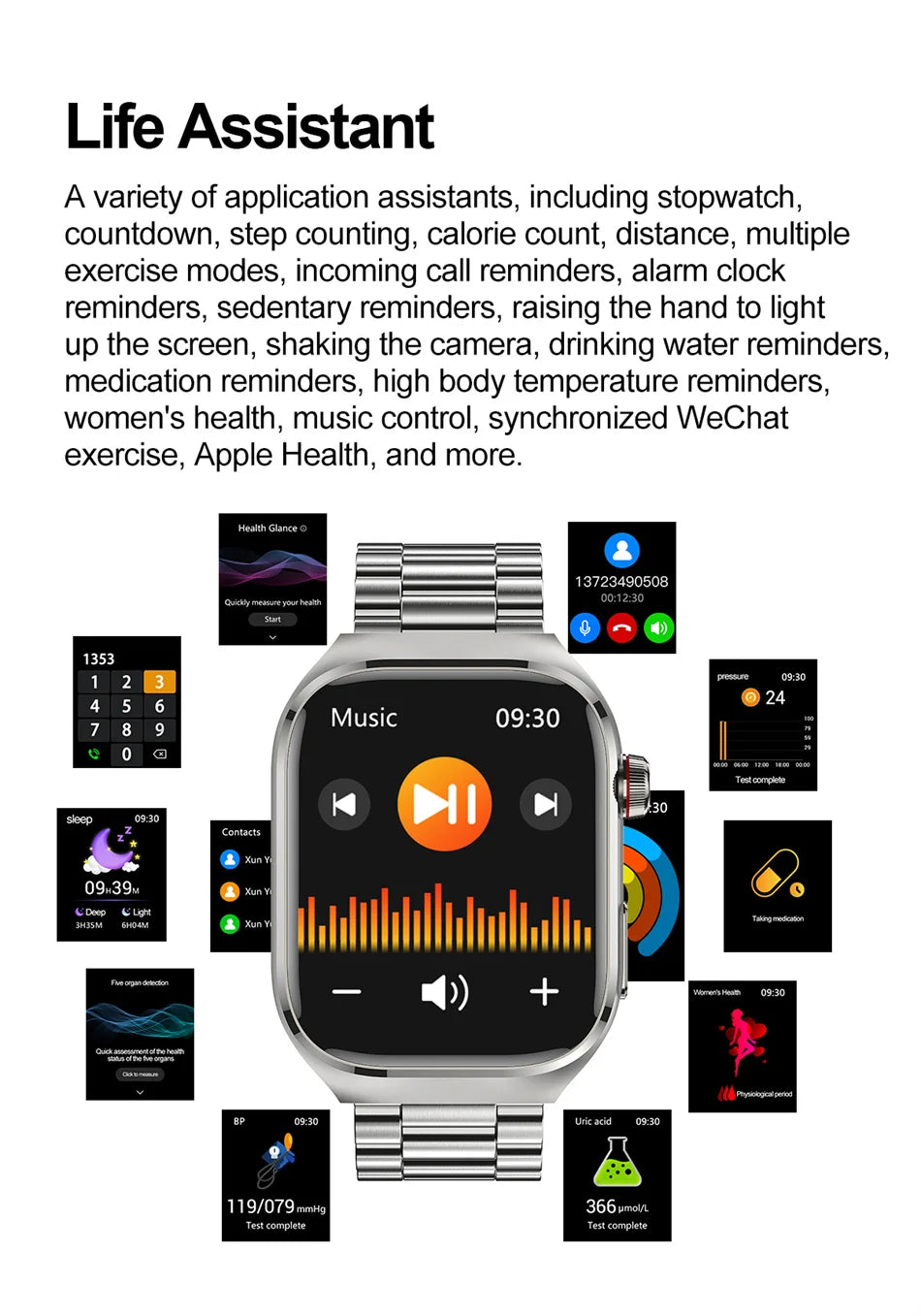 TK16 Smart Watch Men 2.04 Inch Amoled Bluetooth Call AI Voice ECG Health Monitoring SOS Sports Fitness Tracker Women Smartwatch