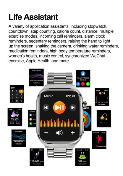 TK16 Smart Watch Men 2.04 Inch Amoled Bluetooth Call AI Voice ECG Health Monitoring SOS Sports Fitness Tracker Women Smartwatch