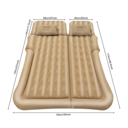 Universal Foldable Inflatable Bed Portable Inflatable Mattress Set Car Back Seat Sleeping Flocking Air Bed Cushion w/Pump+Pillow