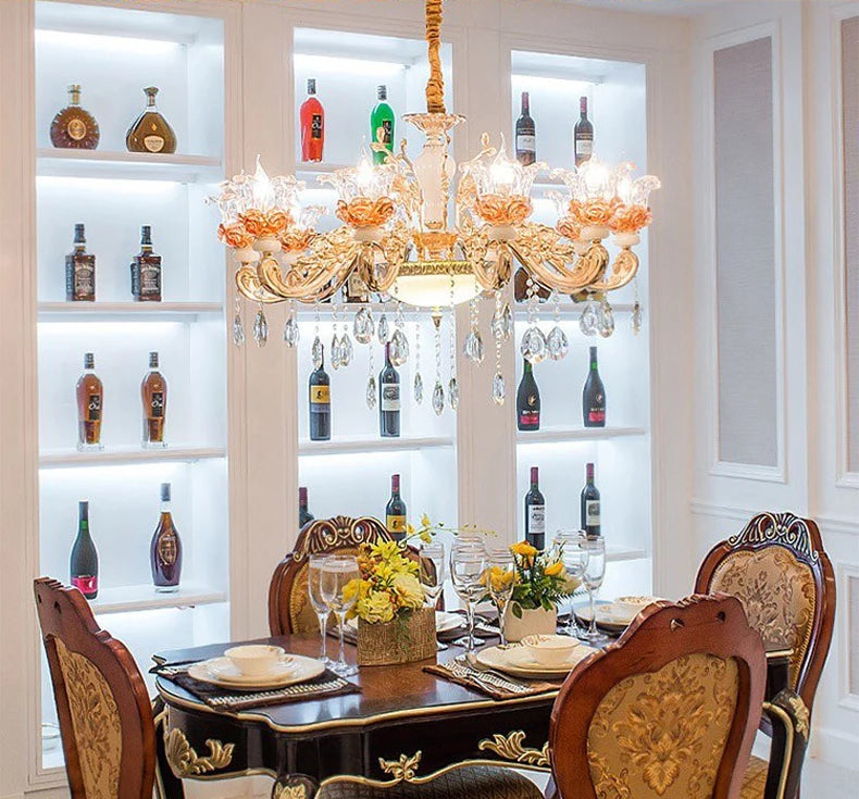Luxury Living Room Chandelier Crystals Glass Hall Main Pendant Lamps Restaurant Bedroom French Creative Hanging Light Luminaire