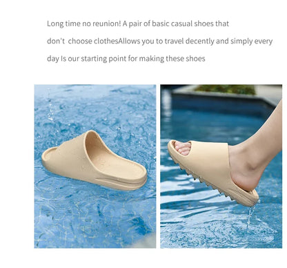 Summer Slippers Men Women Indoor EVA Soft Bottom Sandals Open Toe Trend Slides Beach Shoes Slippers Home Shoes Size 35-46
