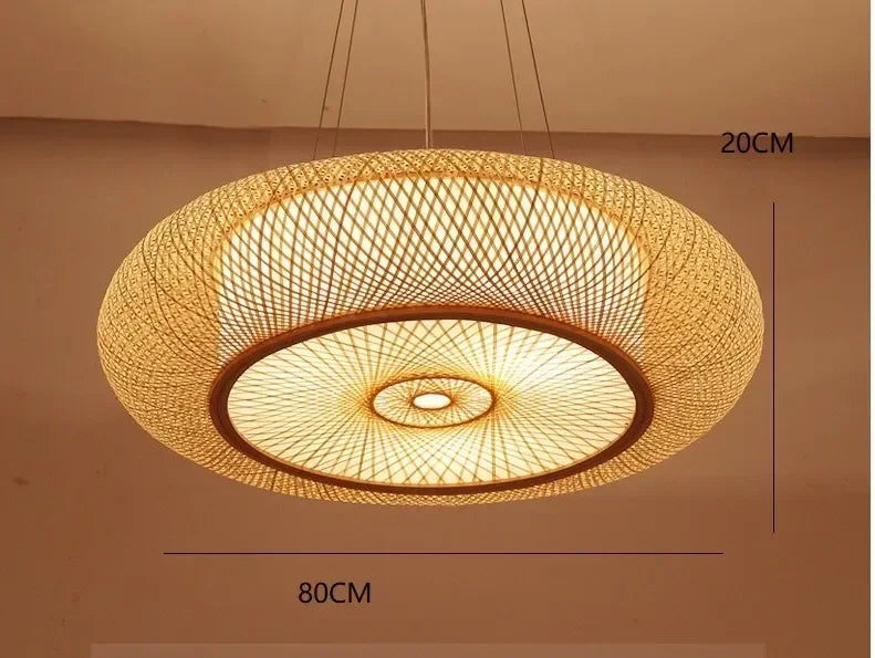 40/50/60/80cm Bamboo Pendant Lights Room Decor Chinese Style Hanging Light Bedroom Kitchen Restaurant Chandeliers Suspen Lamps