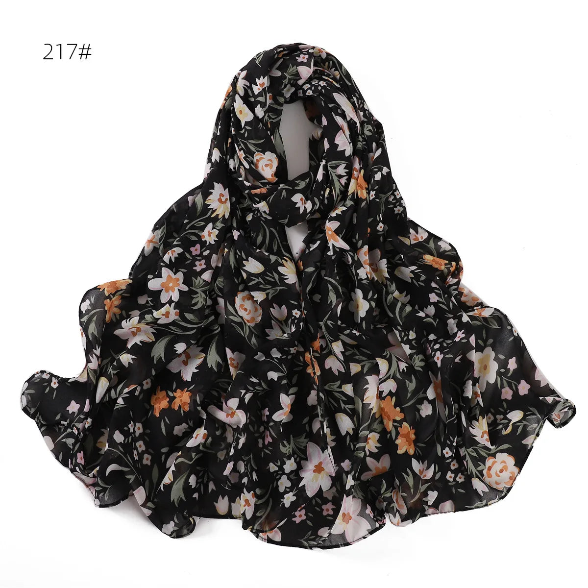 66 Colors Pearl Chiffon Printed Hijab Scarf New Fresh Small Floral Polka Dot Sunscreen Silk Scarf Shawl Turbans for Women Hijabs
