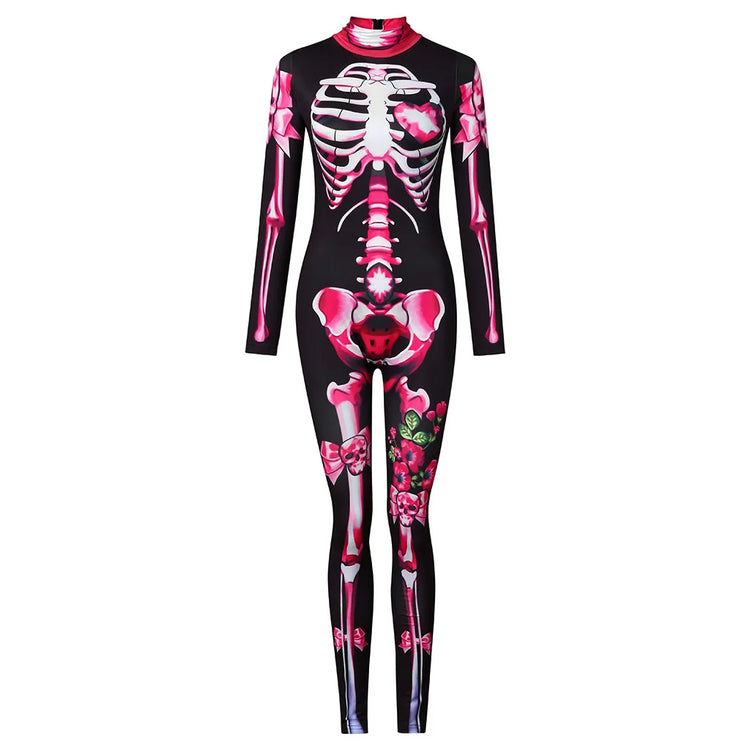 Halloween Scary Cosplay Skeleton Rose Sexy Women Devil Vampire Jumpsuit Party Carnival Scary Costume Baby Girl Day of The Dead