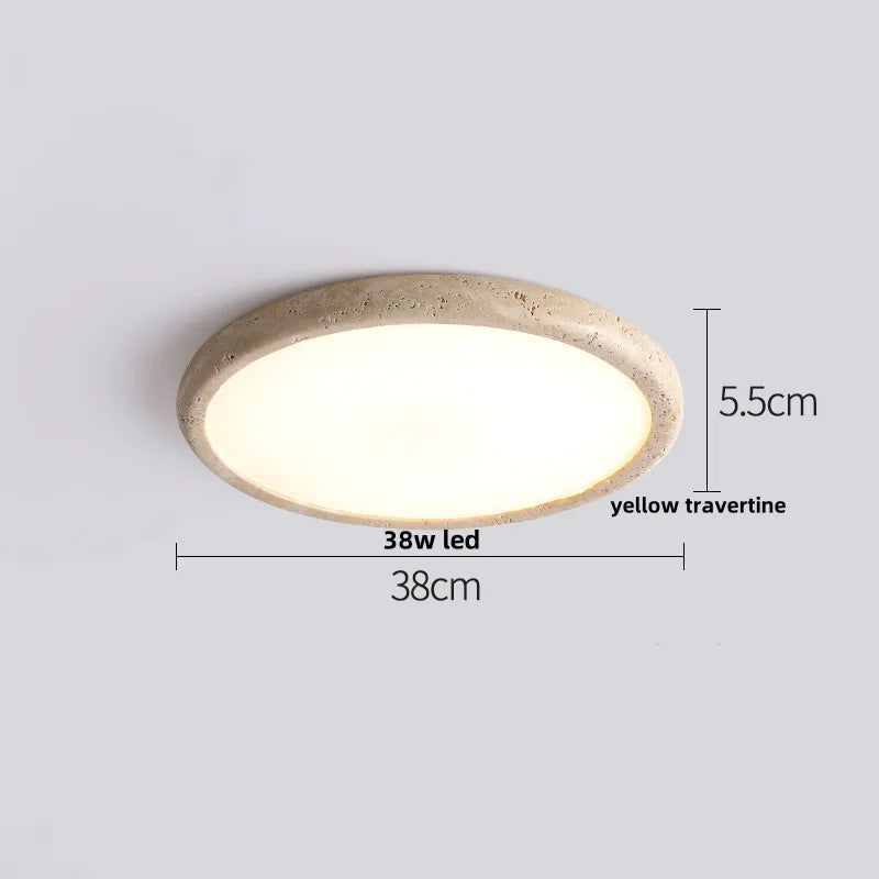 IWHD Wabi Sabi LED Ceiling Lamp Dining Room Restaurant Coffee Yellow Travertine Stone Minimalism Hanging Lights Lamparas Techo