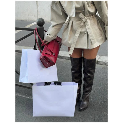 Fashion Stand Collar Short Trench Coat Women Solid Double-breasted Belt Jacket 2026 Autumn Lady Commuting Casual Outwear