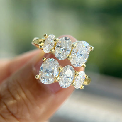 3.6cttw Oval Cut Moissanite Diamond Engagement Ring for Women 925 Sterling Silver 18K Gold Plated Wedding Bands Fine Jewelry