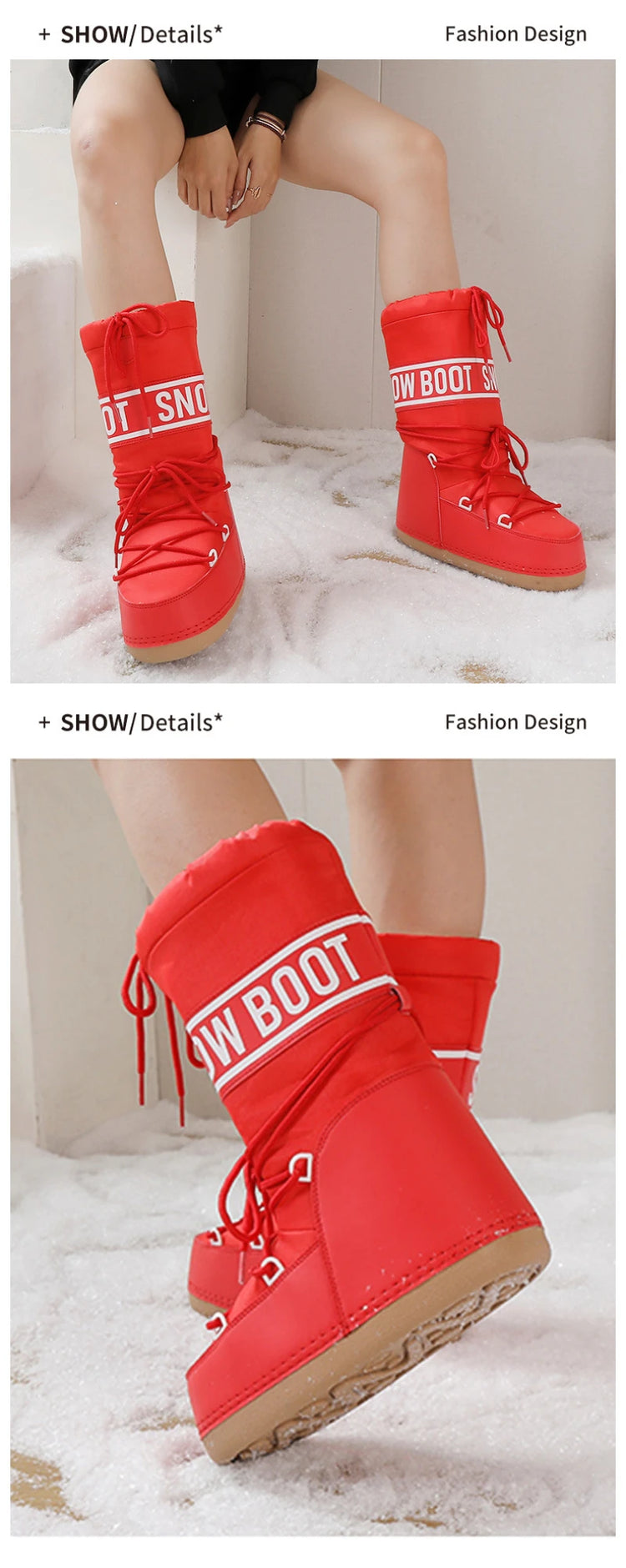 2026 New Women High‑Tubed Moon Boots Space Snow Boots Round‑Toe Lightweight Thick‑Sole Warm Insulated Skiing Winter Outdoor Cott