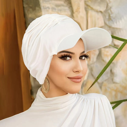 New Wide Brim Headwraps Hat for Women Muslim Turban Cap Multicolor Pullover Bonnet Travel Beanies Sun Hat Hair Loss Fashion