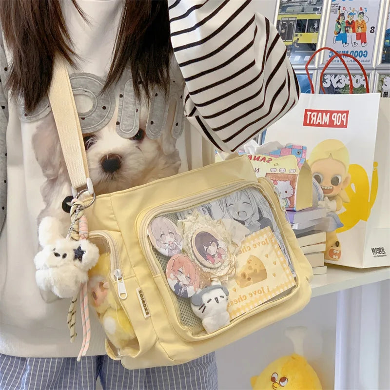 Trendy Transparent Crossbody Bag for Girls Large Capacity Shoulder Bags Fashionable School Style Texture and Versatile Ita Bag