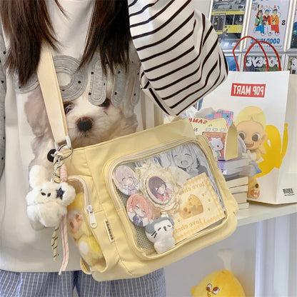 Trendy Transparent Crossbody Bag for Girls Large Capacity Shoulder Bags Fashionable School Style Texture and Versatile Ita Bag
