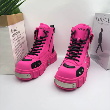 2025 Spring and Autumn Men Male Ruffian Handsome Fried Street High-top Trend Increases Thick Bottom Niche Trend Chelsea Boots
