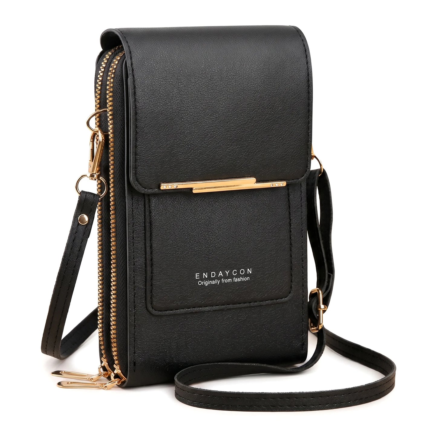RFID Blocking Touch Screen Cell Phone Bag Women Mini PU Leather Lightweight Card Holder Crossbody Shoulder Bag Adjustable Strap
