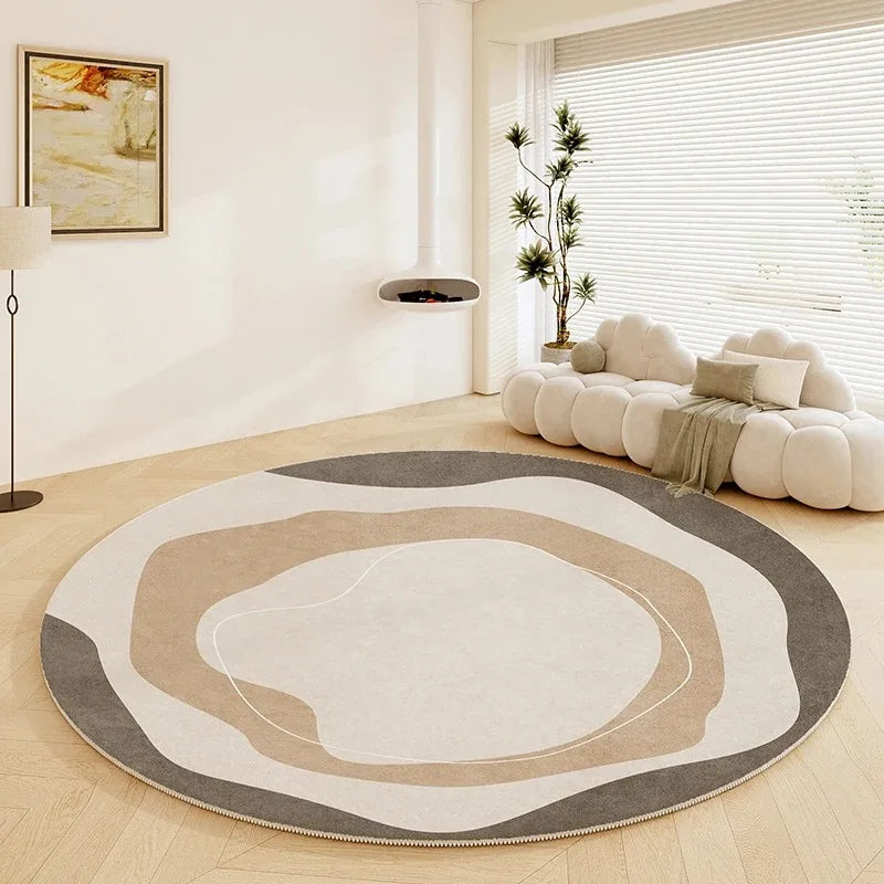 Nordic Style Round Rug – Soft Anti-Slip Abstract Carpet for Bedroom & Light Luxury Living Room Decor Light Green Anti-Slip