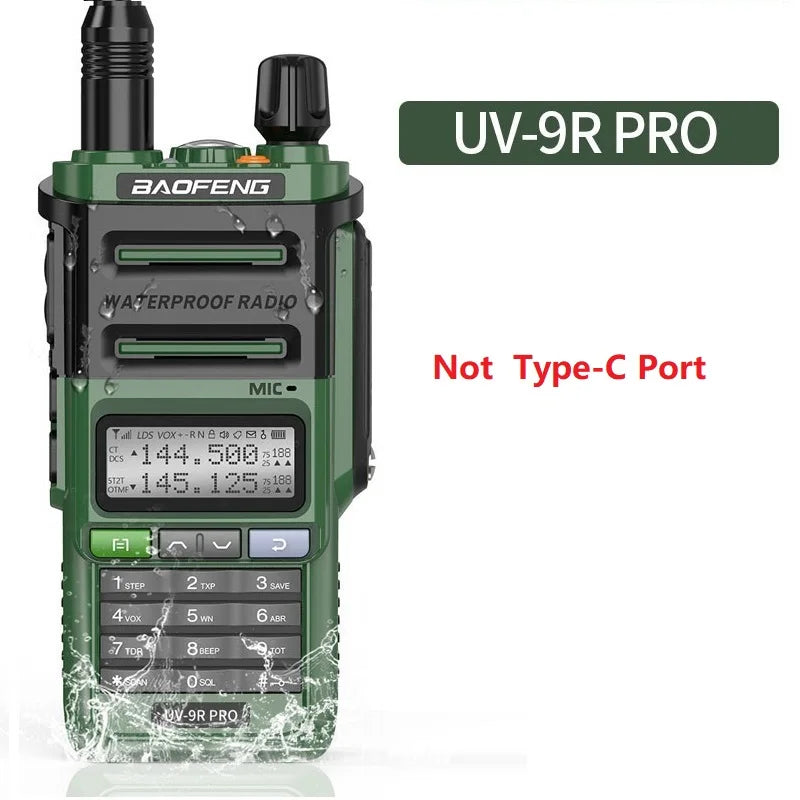 Baofeng UV-9R Pro V2 V1 Walkie Talkie IP68 Waterproof Dual Band Type-C Long Range Upgrade Tri-power Ham CB Radio Two Way Radio