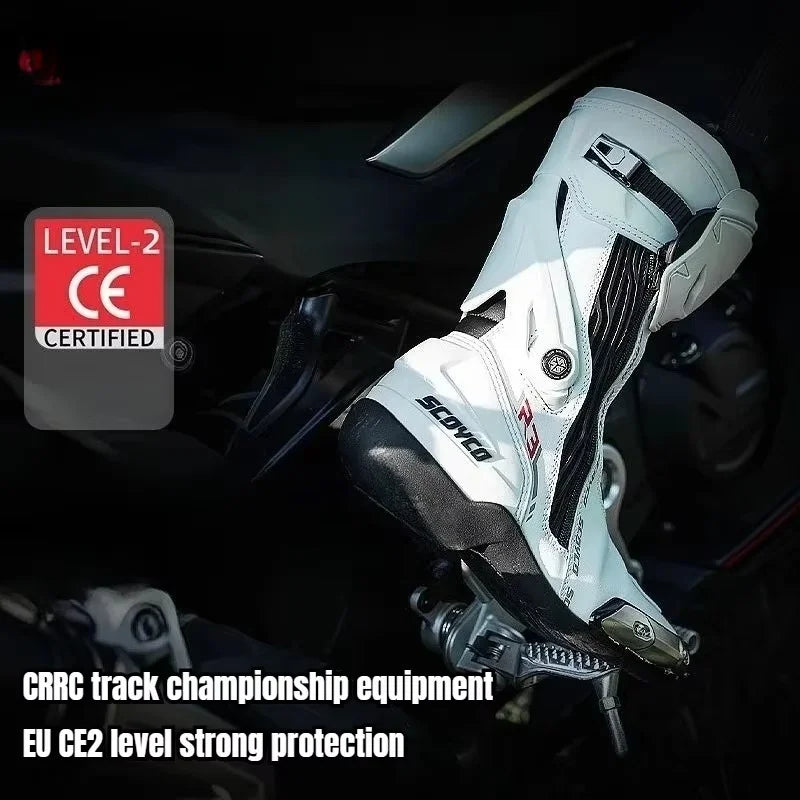 MR003 Knee-High Motorcycle Boots for Men Women Off-Road Highway Riding Durable Anti-Slip Sole Ankle Support All-Terrain Grip