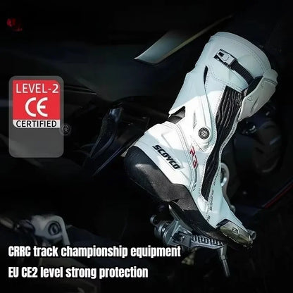 MR003 Knee-High Motorcycle Boots for Men Women Off-Road Highway Riding Durable Anti-Slip Sole Ankle Support All-Terrain Grip
