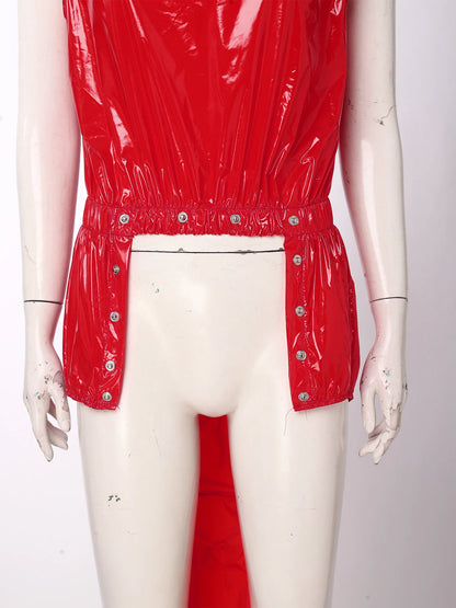 Womens Waterproof Rompers Adaptive Nightwear Glossy Sleeveless Buttons Crotch Bodysuit Sports Swimwear Special Needs Clothing