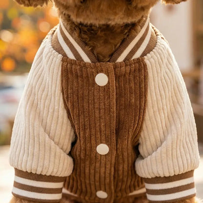 Warm Pet Baseball Jackets Comfortable Embroidered Patterns Two-Legged Dog Clothing Thicken Dog Sweatshirt Daily Walk