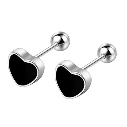 925 Sterling Silver Black Heart Star Round Stud Earrings for Women Engagement Luxury Quality Jewelry Wholesale Prevent Allergies