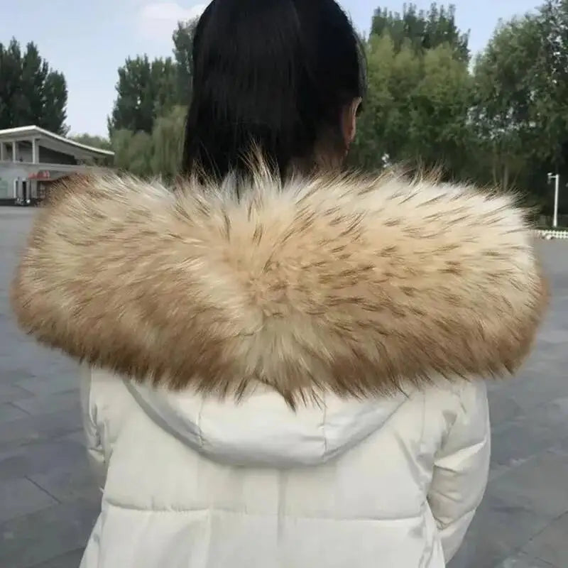 Raccoon Fur Collar Real Fur Down Jacket Parka Fur Collar Natural Fur Hood Trim Fur For Women Warm Wraps Furry Fur Scarf for Coat
