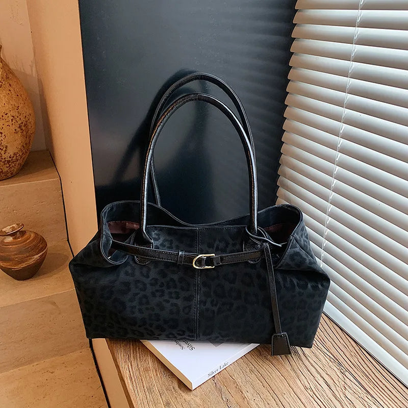 Fashionable Leopard PU Leather Shoulder Bags for Women 2026 Luxury Designer Brand Trend Tote Bag Females Short Handle Handbags