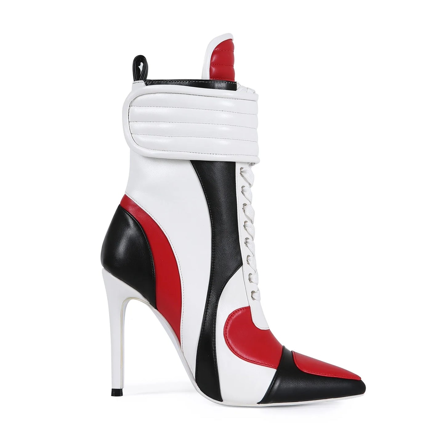 Women's Music Festival Color Blocked Pointed Sports Style Stiletto High Heels Short Boots Fashion Large 44 Women's Short Boots