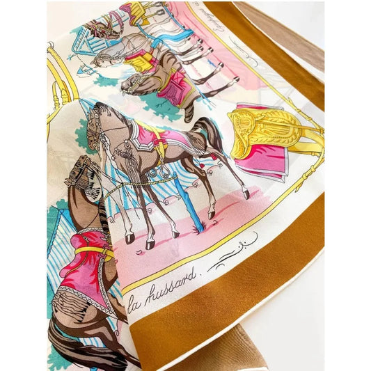 British Luxury Equestrian Bandana 100% MULBERRY SILK Multi Color Vintage Horse Equipment Neck Hair Wrap Unisex Party Gift