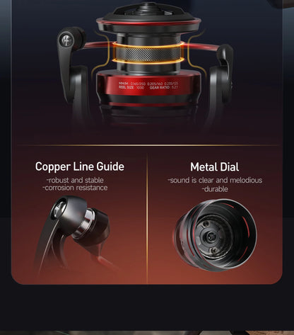 HANDING Elite Spinning Reel Max Drag 6kg 5.2:1 Gear Ratio Light Weight Fishing Reel Slow Descent Spool Smooth Line Laying Reels