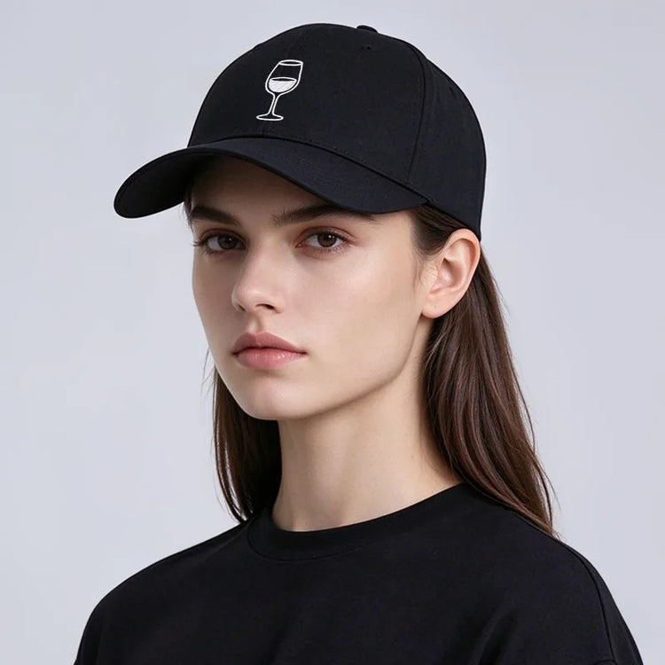 Wine Glass Embroidery Baseball Cap For Men Women Soft Cotton Adjustable Dad Hat Unisex Casual Sport Visor Golf Caps