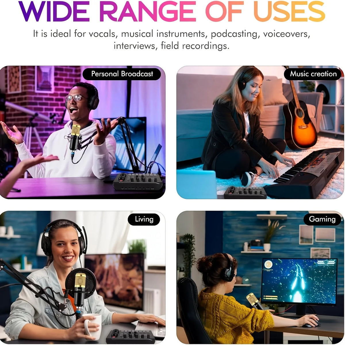 Podcast equipment set, with BM-800microphone (gold)and F998 sound card,podcast equipment forpodcasting,singing, gaming and live streamingstudioequipment