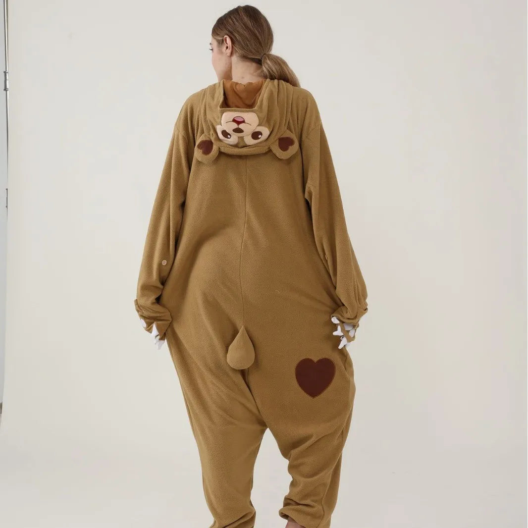 Adult Animal Brown Sloth Kigurumi Onesies Pajamas Cartoon Soft Fleece Gift Halloween Cosplay Costumes Button Jumpsuits